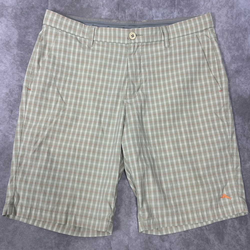 Tommy Bahama Shorts Mens 34 Green Plaid Performance Stretch Golf Casual